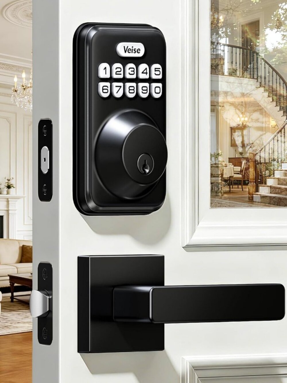 Keyless Entry Deadbolt Lock with Handle Set - Matte Black Security Solution